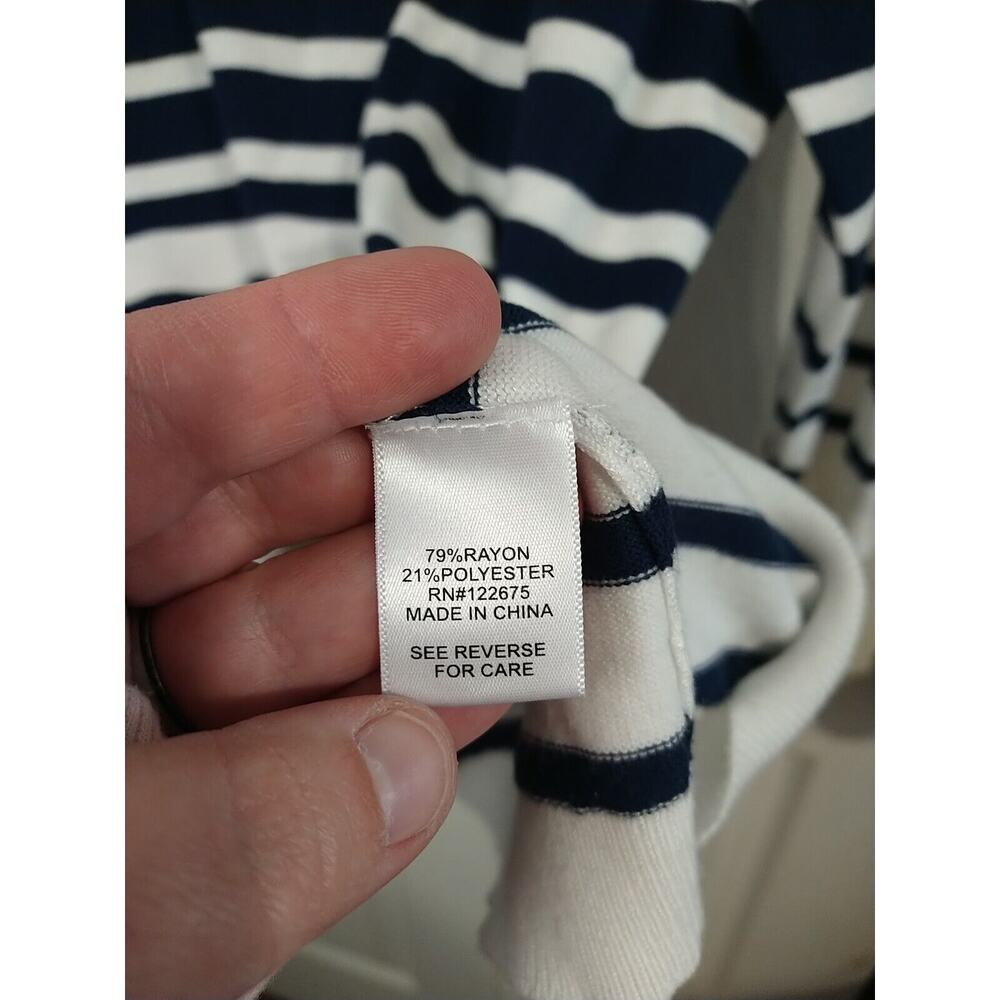 Lett & Me Woman's L Sweater Striped Nautical White Blue Pink Lightweight 3/4... - Picture 8 of 10